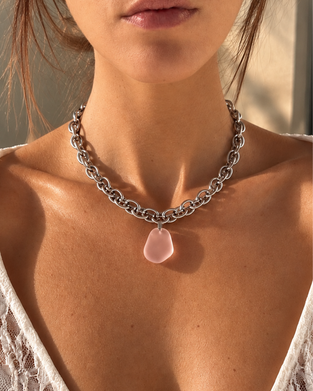 Blush Sea Glass Statement Necklace